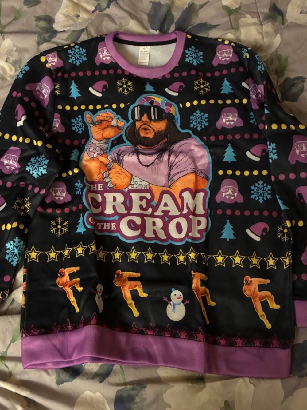 The Cream of the Crop Ugly Christmas Sweater Macho Man Randy Savage 2XL Sweater